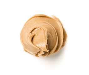 Sample of nut butter on white background