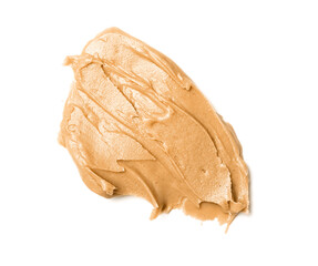 Stroke of nut butter on white background