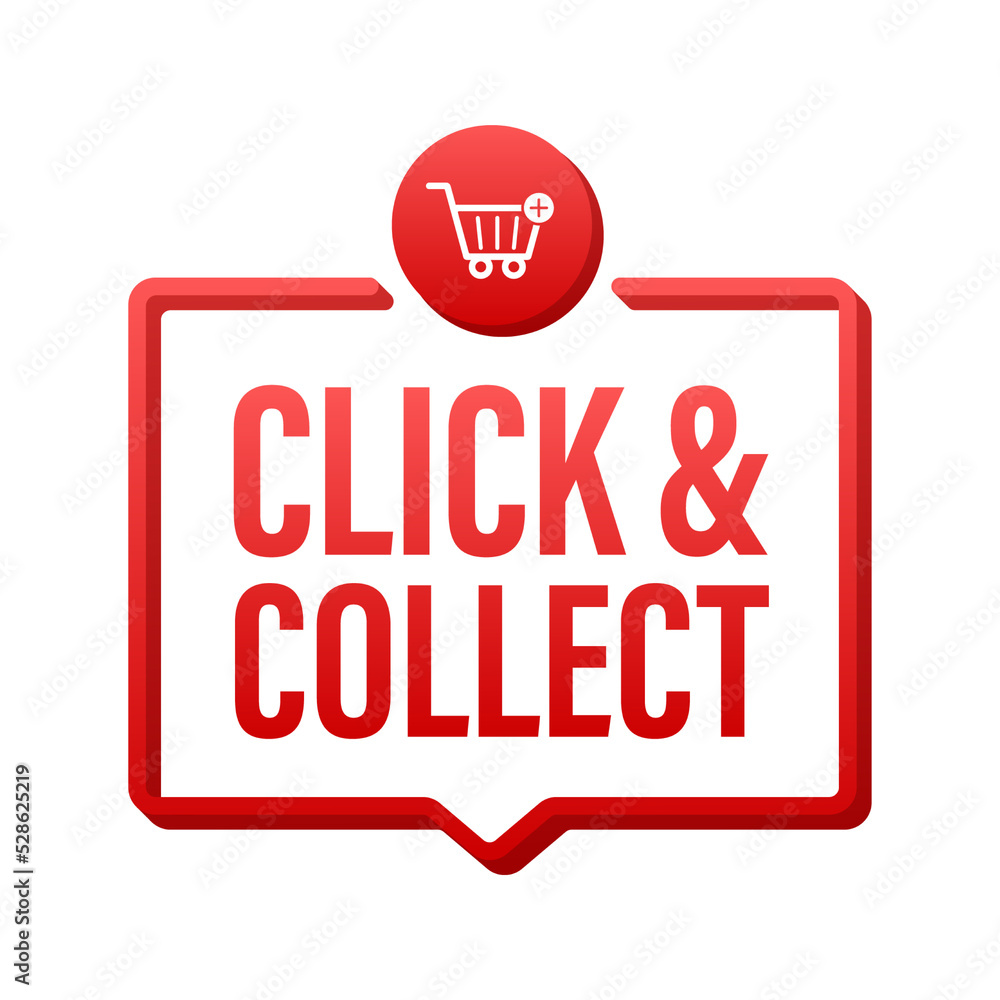 Poster megaphone click and collect banner. flat style. website vector icon. vector stock illustration.