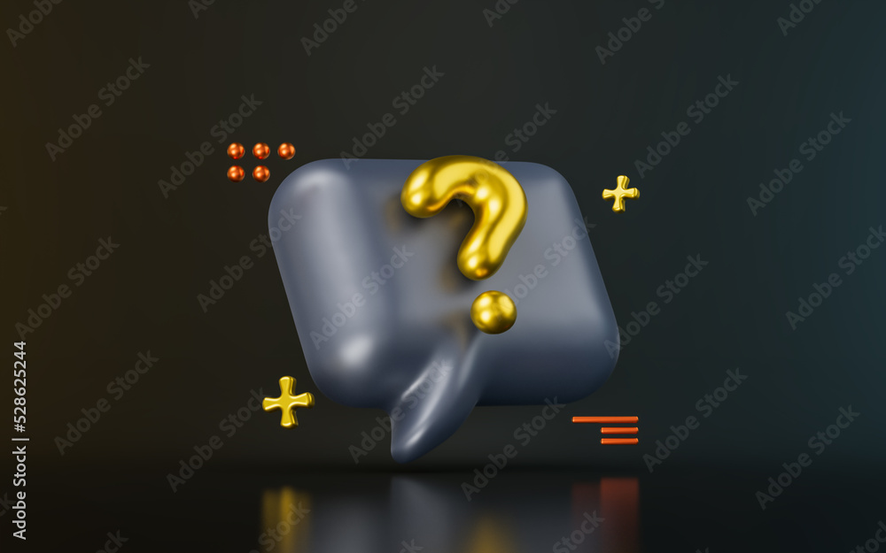 Aufkleber bubble chat with question mark sign on dark background 3d render concept for message inquiry