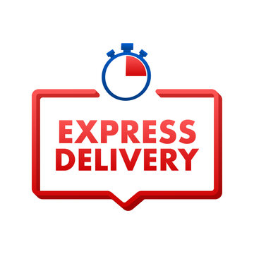 Express delivery service. Fast time delivery order with stopwatch. Vector stock illustration.