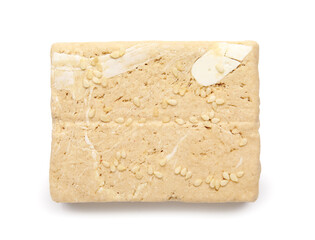 Tasty sesame halva on white background