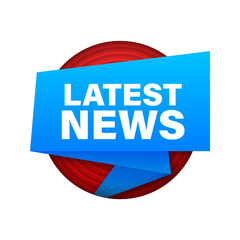 Ribbon with Latest news. Megaphone banner. Web design. Vector stock illustration.