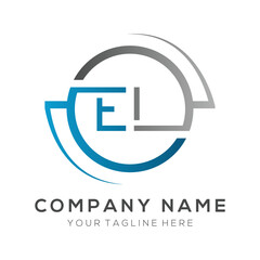 letter EL Logo Design Vector Template. Initial Blue And Silver Letter Design EL Vector Illustration With White Background.