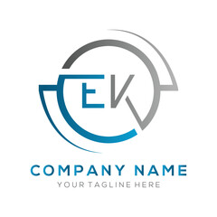 Obraz premium letter EK Logo Design Vector Template. Blue And Silver Letter Design EK Vector Illustration With White Background.