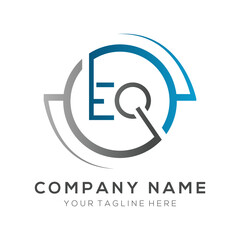 letter EQ Logo Design Vector Template. Initial Blue And Silver Letter Design EQ Vector Illustration With White Background.