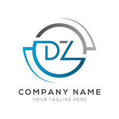 Obraz premium letter DZ Logo Design Vector Template. Initial Blue And Silver Letter Design DZ Vector Illustration With White Background.