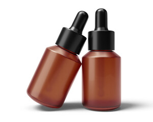 Blank dropper bottle packaging with transparent background.	