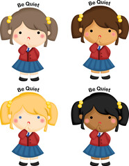 a vector of a cute girl shushing 