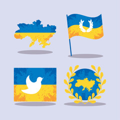 pray for Ukraine, icon set