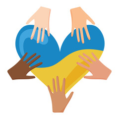 Obraz premium Ukraine no war, together hands
