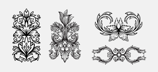 Hand Drawn Floral Decorative Elements