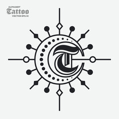 Fototapeta na wymiar Alphabet T Tattoo Logo