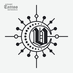 Fototapeta premium Alphabet V Tattoo Logo