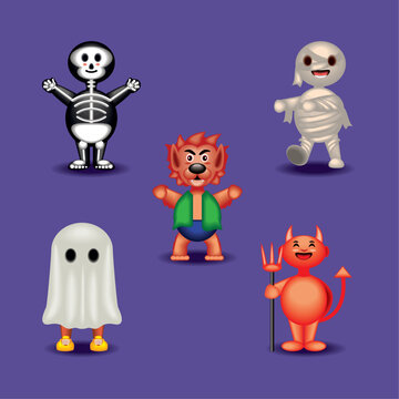 halloween characters icon collection