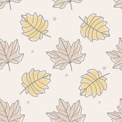 Vector illustration pattern in pastel colors with leaves
