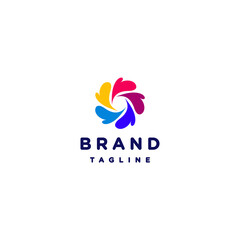 Minimalist five rotating colorful hearts. Rotating Colorful Heart Icon Logo Design.