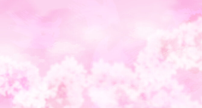 ボヤけた桜の花びら 背景はピンクの水彩パターン © imagefuji