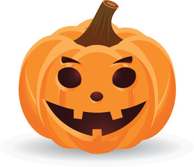 Halloween Pumpkins. Scary and funny pumpkins for Happy Halloween. Vector illustration.
