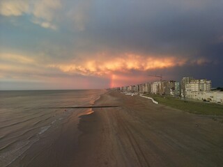 sunset on the beach westende middelkerke belgium