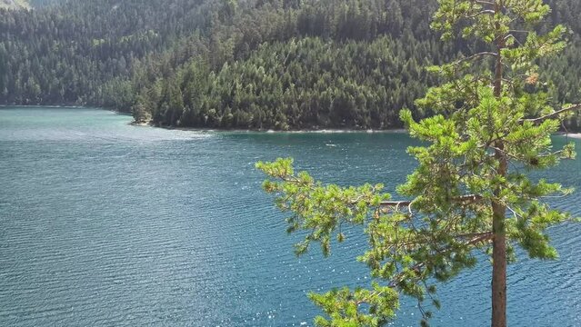 View over Beautiful Lake Blindsee in the Mountains in Austria Tyrol
