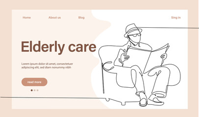 Programs for Seniors Landing Page Template. Elderly Health Care. Elderly care. Cartoon People