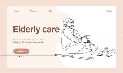 Programs for Seniors Landing Page Template. Elderly Health Care. Elderly care. Cartoon People