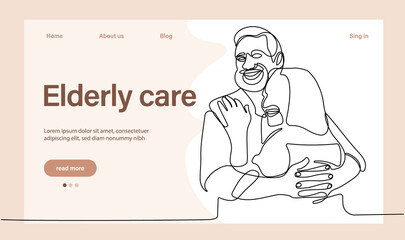 Programs for Seniors Landing Page Template. Elderly Health Care. Elderly care. Cartoon People