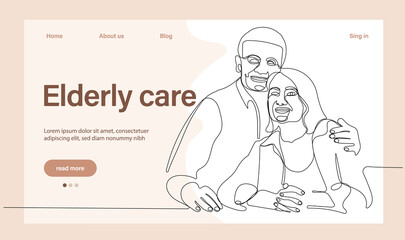 Programs for Seniors Landing Page Template. Elderly Health Care. Elderly care. Cartoon People