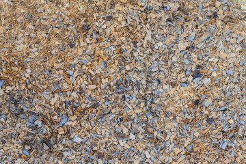 Wood chips texture. Details on the short wooden surface.