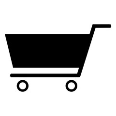 Einkaufswagen Icon in schwarz als Symbol für Shop, Supermarkt oder Einkaufen