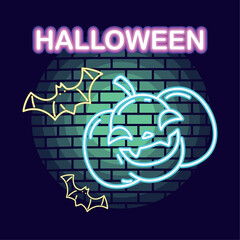 neon halloween pumpkin