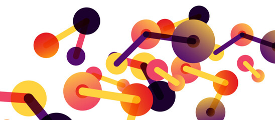 Line points connections geometric abstract background. Circles connected by lines. Trendy techno business template for wallpaper, banner, background or landing