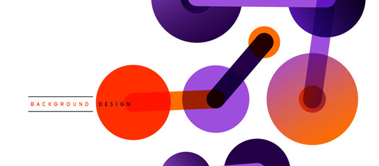 Line points connections geometric abstract background. Circles connected by lines. Trendy techno business template for wallpaper, banner, background or landing