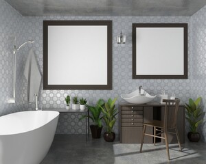 frame mockup interior 3D illustration, home decoration. copy space. clean room design. whiteboard tag promotion. shop house restaurant promotion. quote frame. minimal interior room concept. 3D render