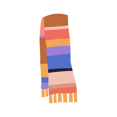Warm striped scarf on a white background