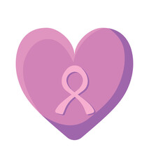 breast cancer ribbon in heart