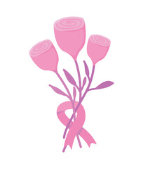 breast cancer flowers and ribbon