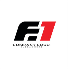 Vector logo design letter F, A and number 1.