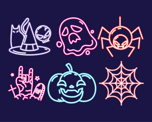 halloween party neon icons