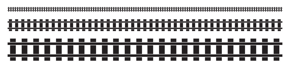 Railway Line, Rails Symbol, Train Tracks Sign, Railroad Pictogram, Railway Track Silhouette