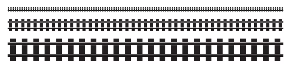 Foto op Plexiglas Railway Line, Rails Symbol, Train Tracks Sign, Railroad Pictogram, Railway Track Silhouette © artemstepanov