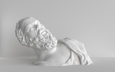 Obraz premium 3D rendering Marble statue of the Great ancient Greek philosopher Socrates
