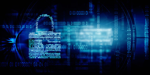 Obraz premium 2d illustration Safety concept: Closed Padlock on digital background 