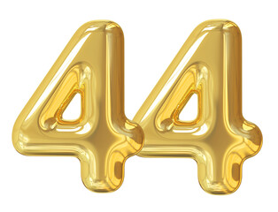 3d number 44 gold balloon