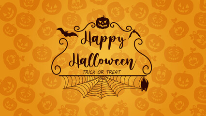 Happy Halloween posters with bats, haunted castles and pumpkins. Trendy design for banners, party invitation in vector format.