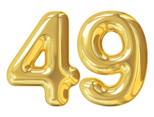 3d number 49 gold balloon