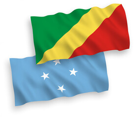 Flags of Federated States of Micronesia and Republic of the Congo on a white background