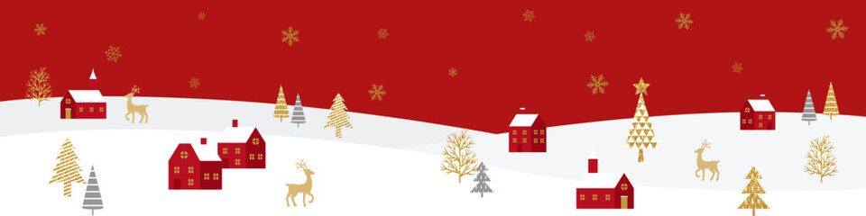 クリスマスの街並みのベクターイラスト背景(card,xmas,celebration,decoration,flame,vector,snow,snow flake, snow crystal)