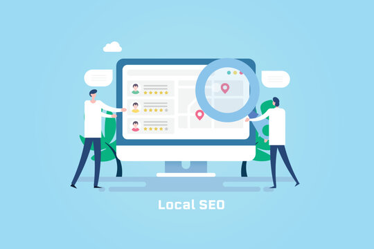 Team of SEO professional optimizing local business listing and reviews for search engine.